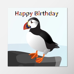 Carte d'anniversaire macareux