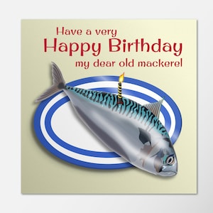 Biglietto di compleanno della Cornovaglia - Buon compleanno mio caro vecchio sgombro. Lingua cornica. Pennbloodh Lowen.