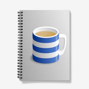 Cornishware Inspired Notebook, Cornish Cup of Tea Notebook, &#39;Cornishware&#39; Mug Journal