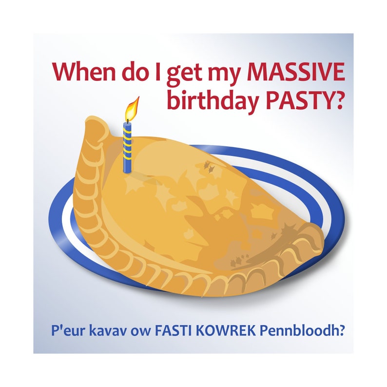Cornish Birthday Card Pasty Card Cornish Language Cornwall Etsy