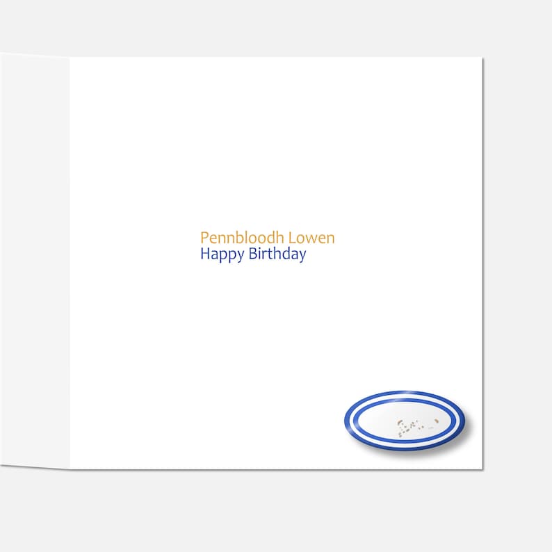 Cornish Birthday Card, Cornishware Plate With Cornish Pasty, Cornish Language, Cornwall, Massive