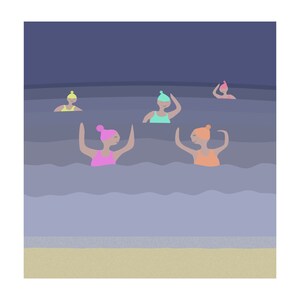 Wild Water Swimming Blank Card, natación en el mar, natación en agua fría, natación costera, wim hof, cornwall, bobble hat