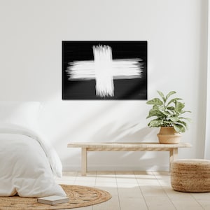 Cornwall Vlag Wall Art, Stretched Canvas, Cornish Flag, Baner Kernow, St Piran Flag, Penseelwerk in de Newlyn School Naive Style