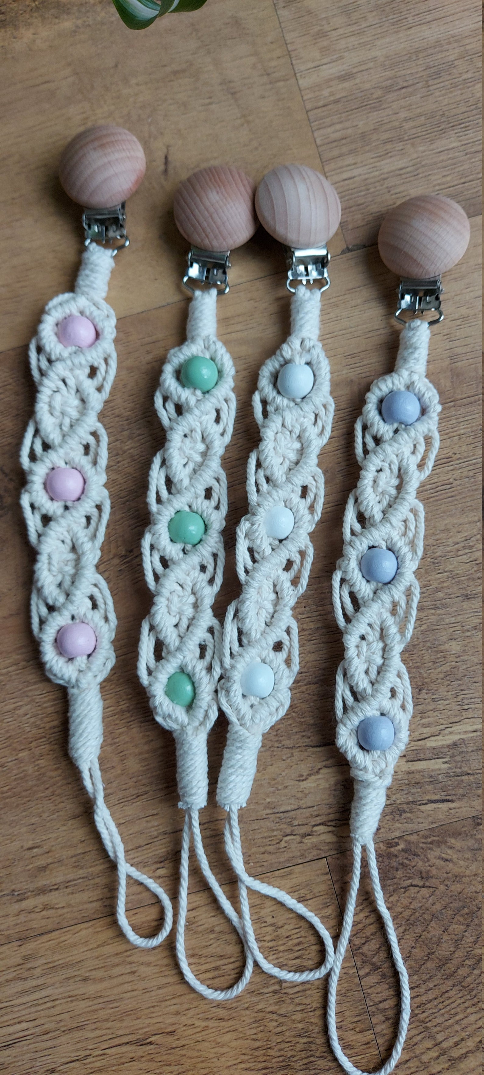 Handmade Macrame Dummy Pacifier Clips baby shower gift Etsy