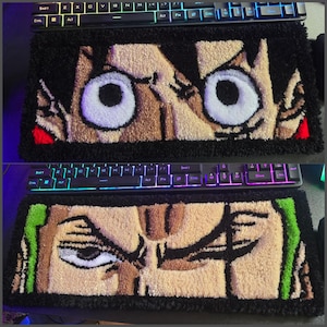 Anime Eyes Keyboard Custom Rug || Acrylic Yarn (17 inches) || Made To Order