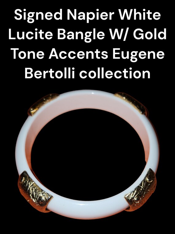 Vintage Rare Napier White Lucite Bangle Bracelet … - image 4