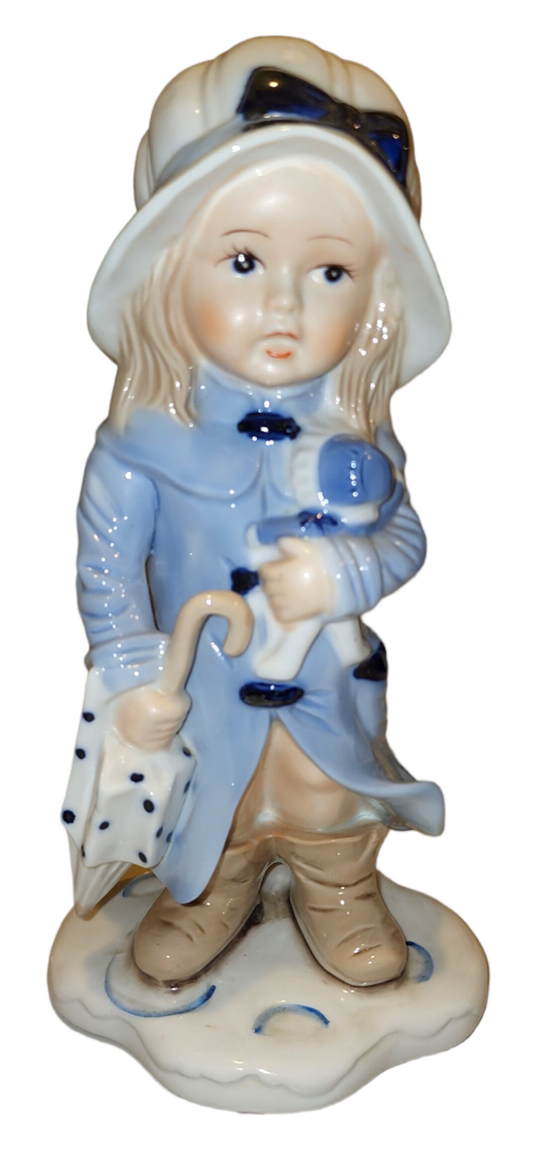 Vintage KPM Porcelain Figurine Girl With Raincoat Umbrella Etsy