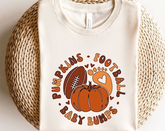 妊娠発表シャツ、妊娠ギフト、フットボール妊娠Tシャツ、感謝祭マタニティシャツ、秋マタニティシャツ、フットボールベビーお披露目シャツ