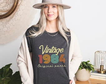40th Birthday Retro Shirt, 1984 Birthday Sweatshirt Gift, 40 Years Bday Number Shirt for Women / Men, Forties Bday Tee For Wife Or Husband