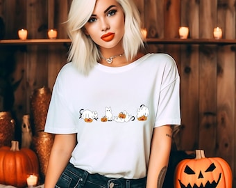 Ghost Cats Halloween Shirt,  Halloween Gifts, Gifts For Cat Mom, Funny Halloween Shirt, Spooky Season Cat Shirt, Cat Shirts, Cat Lover Tee