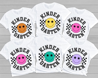 Retro Kindergarten Grade Teacher Shirt, Kinder Grade Tee, First Day of School Matching TShirt, New Teacher Gift,Teacher Squad,Vintage School