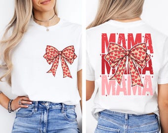 Heart Mama Sweatshirt, Coquette Bow Gift for Mom, Mothers Day Gift, Girly Mama Sweatshirt, Baby Shower Gift, New Mom Sweater