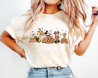 Musse Pigg och vänner hösttröja, Disneyland höstvibbar t-shirt, Disney familj Halloween-resa Magic Kingdom tröja Disney pumpa