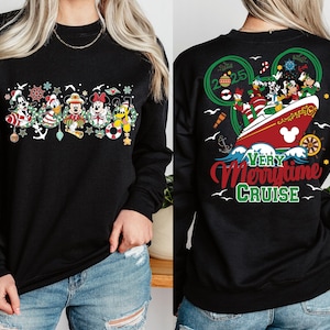 2-sided Mickey & Friends Very Merrytime Cruises 2025 Christmas Shirt, Mickey&#39;s Very Merry Xmas Party Tee, Disney Wish Fantasy Magic Wonder