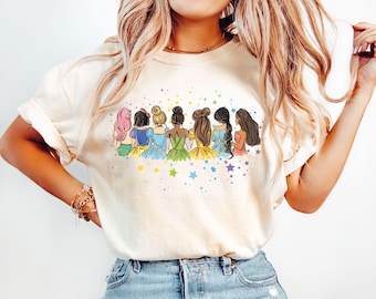 Retro Disney Princess Shirt, Watercolor Princess Sweatshirt, Disney Trip T-Shirt, Disney Princess, Disneyworld Princess Gift, Magical Castle