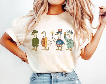 Funny 4th Of July Ducks Shirt, American Goose Tee, Funny for Independence Day Tee, Patriotic USA Tee, Patriotic Goose Shirt, Animal Shirt