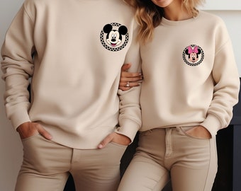 Retro Disney Pocket Size Print Sweatshirts, Mickey Checkered Shirt,Retro Disney Shirts,Disney Shirts Women,Disney Family Shirts,Minnie Mouse