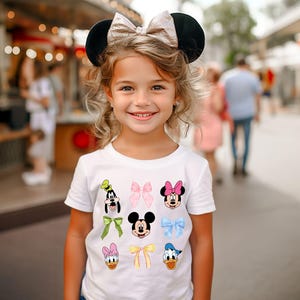 Mickey Friends Baby Tee, Minnie Bow Coquette, Womens Disneyworld T-shirt, Bow Pluto Daisy Donald Shirt, Cute Disney Top Shirt, Disney Gift