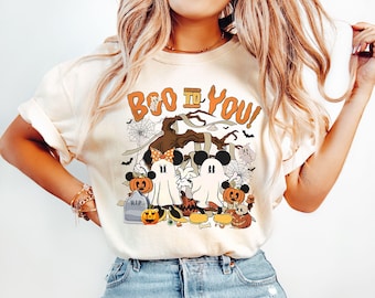 Chemise citrouille fantôme Mickey Minnie, chemise de costume d'Halloween saison effrayante Mickey, sweat-shirt fête d'Halloween pas si effrayant de Mickey