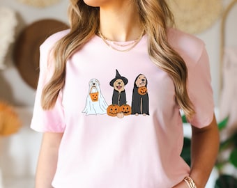 Sudadera de Halloween, sudadera de perros fantasma, perro de Halloween, cuello redondo de Halloween, camisetas de otoño, suéter de calabaza, temporada espeluznante, regalo para amantes de los perros