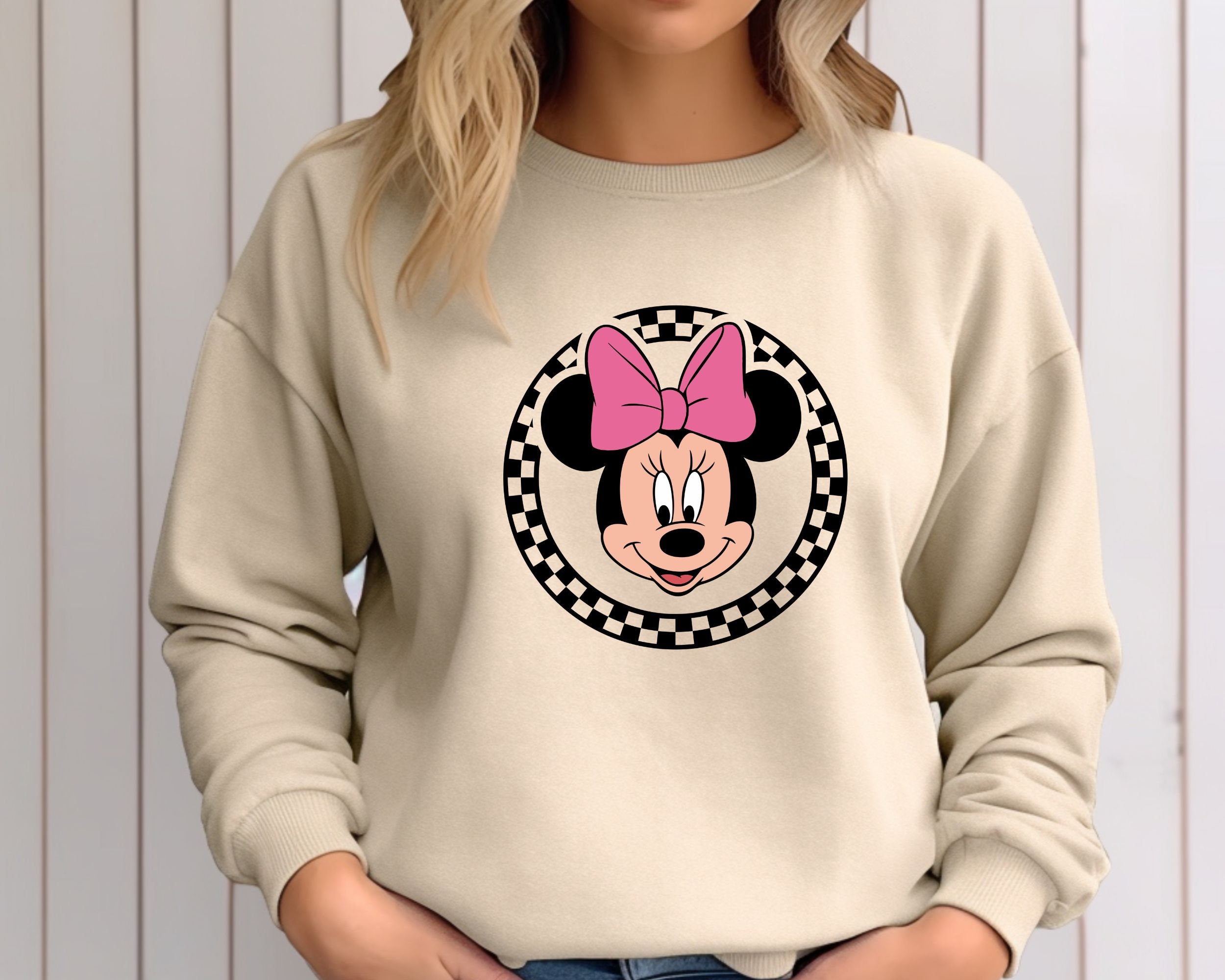 Sweat Minnie Mouse, chemises Disney rétro, chemise à carreaux Minnie, chemises cadeaux Disney, chemises Disney femme, sweat-shirts Disneyland, cadeaux