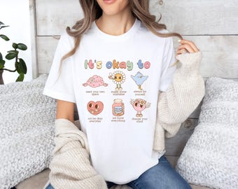 Shirt voor leraar, shirt voor geestelijke gezondheid, T-shirt voor een positief gevoel, diversiteit, wees jezelf, counselor-shirt therapeut school, geen probleem, cadeau leraar