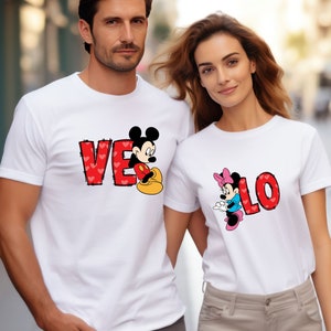 Prezenty dla par Disney, Koszulka dla par, Koszulka dla par Minnie i Mickey, Koszulka Minnie, Koszulka Mickey. Koszulka Disney, Koszulka walentynkowa