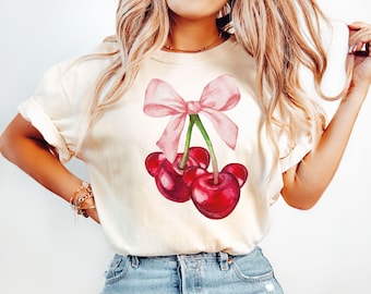 Camiseta vintage de cerezas, camiseta de cerezas, camiseta de frutas, camiseta de verano, regalo para amantes de la comida, foodie, regalo para amantes de las cerezas, camiseta retro de cerezas, camiseta de cerezas