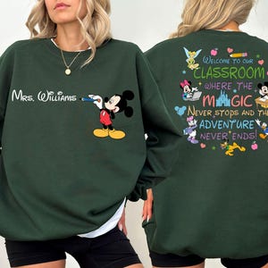 Personalized Teacher Sweatshirt, Teacher Shirt, Mickey Mouse Sweatshirt, Disney Sweatshirt, Custom Name, Disney Teacher, School Tee
