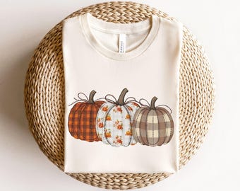 Camiseta de calabaza de otoño, Camiseta de otoño, Camiseta de Acción de Gracias, Camiseta de calabazas, Camiseta de calabaza a cuadros, Sudadera de calabaza de otoño, Regalo de otoño