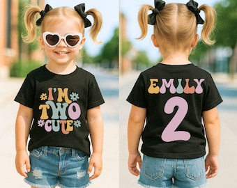 Two Cute Shirt, 2nd Birthday Shirt, Birthday Girl Shirt, 2nd Birthday Outfit, Toddler Birthday Shirt, Retro Groovy Birthday Girl, Two Year