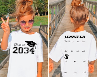 Back To School Shirt, Class of 2036 Shirt Handprint, Grow With Me Shirt, Handprint Shirt For Preschool to 12th, Hand Print Graduation Tee