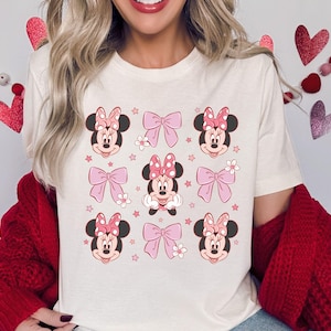 Pink Disney Minnie Shirt, Minnie Coquette Bow T-Shirt, Disney Minnie Sweatshirt, Gift for Her, Minnie Sweatshirt,Disney Valentines Day Shirt