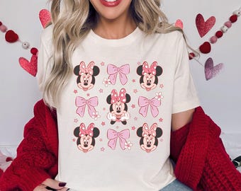 Pink Disney Minnie Shirt, Minnie Coquette Bow T-Shirt, Disney Minnie Sweatshirt, Gift for Her, Minnie Sweatshirt,Disney Valentines Day Shirt
