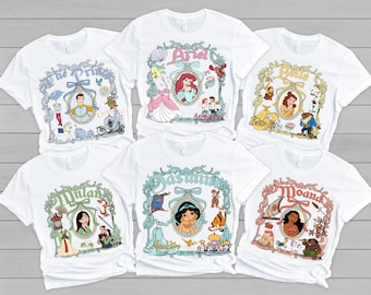 Retro Disney Princess Shirt, Coquette Disney Princess Tee, Personalized Disney Tee, Disney Girl Trip Tee,Disney Group Shirt,Disney Trip Kids