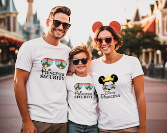 Koszulki z motywem Disney Princess Security, Koszulka z motywem Disney Princess, Koszulki dla nowych tatusiów, Prezent dla taty od córki, Koszulki rodzinne Disneyland, Wycieczka do Disneylandu