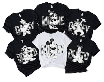 Retro Mickey Minnie Shirts, Retro Disney Trip Shirt, Retro Mickey and Friends Shirt, Checkered Mickey Shirt, Disney Family Vacation Shirt