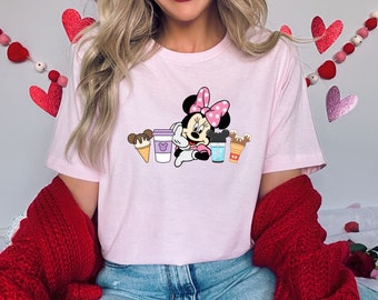 Camiseta de Minnie de Disney, camisetas de Minnie Mouse para mujer, regalos de San Valentín, regalos para novia, camisetas de San Valentín, camisetas de viaje de Disney
