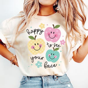 Shirts voor leraar, blij om je gezicht te zien shirt, nieuwe leraar geschenken, terug naar school shirt voor leraar, schattig shirt leraar leven, shirt leraar cadeau