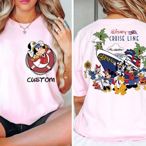 パーソナライズされたディズニークルーズミッキー＆フレンズシャツ、カスタムファミリークルーズグループマッチングスウェットシャツ、カスタムネームクルーズシャツ、ディズニークルーズ