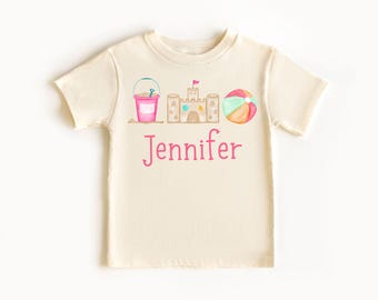 Personalized Girls Summer Shirt, Girls Sandcastle Personalized Name Shirt, Personalized Girl Name Kids Shirt,Custom Girl Shirt,Birthday Girl