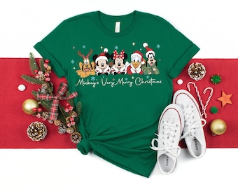 Retro Disney Very Merry Christmas Shirt, Mickey And Friends Christmas Shirt, WDW Disneyland Matching Christmas Shirt, Merry Christmas Shirt