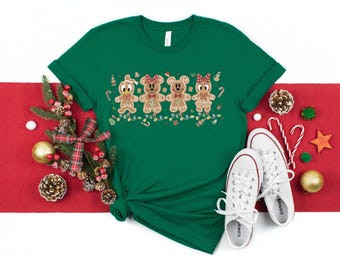 Camiseta navideña de Mickey y sus amigos, camiseta de galletas de jengibre, camiseta navideña de Mickey y sus amigos, camiseta de Disney
