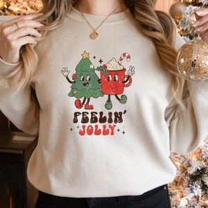 Christmas Sweatshirt, Retro Feeling Jolly Christmas Shirt, Vintage Christmas Gift, Christmas Squad Crew Shirt, Holiday Shirt,Santa Party Tee