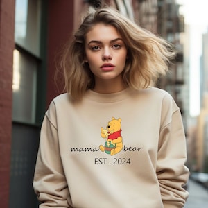Winnie The Pooh Mama Bear Sweatshirt, Winnie the Pooh Baby Shower Shirt, Cute Pooh Shirt, Pooh and Flowers Shirt, Disney Winnie the Pooh Tee