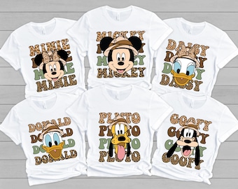 Mickey and Minnie Safari Shirt, Vintage Safari Mode Shirt, Disney Animal Kingdom Matching Shirt,Safari Mode Disney Tee,Disney Characters Tee