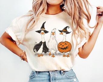 Boo Geist Gans Shirt, Halloween Gans Shirt, Halloween Shirt, nur ein gruseliges Gans Shirt, lustiger Gans Skelett Hexe Kürbis Geist, Halloween