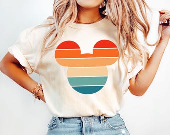 Retro Sunset Mickey Shirt, Colorful Mickey T-Shirt, Magic Kingdom Shirt, Matching Family Travel Shirt, Disneyland, Disneyworld, Minnie Mouse