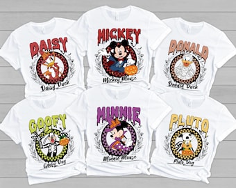 Disney Characters Checkered Halloween Shirt, Mickey and Friends Halloween Shirt, Mickey's Not So Scary Halloween Party, Disney Halloween Tee
