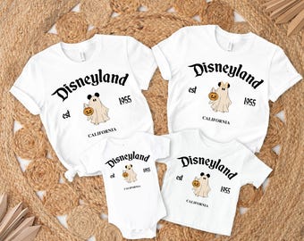 Camiseta retro de Disneyland (1955, California), camisetas de pareja de Mickey y Minnie para Halloween, camiseta de Mickey fantasma, camiseta de Minnie calabaza, regalo de Halloween